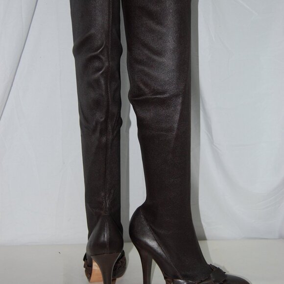 36.5/6.5❤️Tom Ford Yves Saint Laurent Leather Over the Knee High Heels BOOTS OTK - Picture 11 of 13